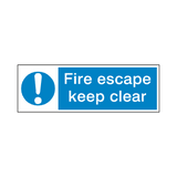 Fire Escape Keep Clear Safety Sign | Safety-Label.co.uk