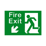 Fire Exit Arrow Down Left Sign | Safety-Label.co.uk