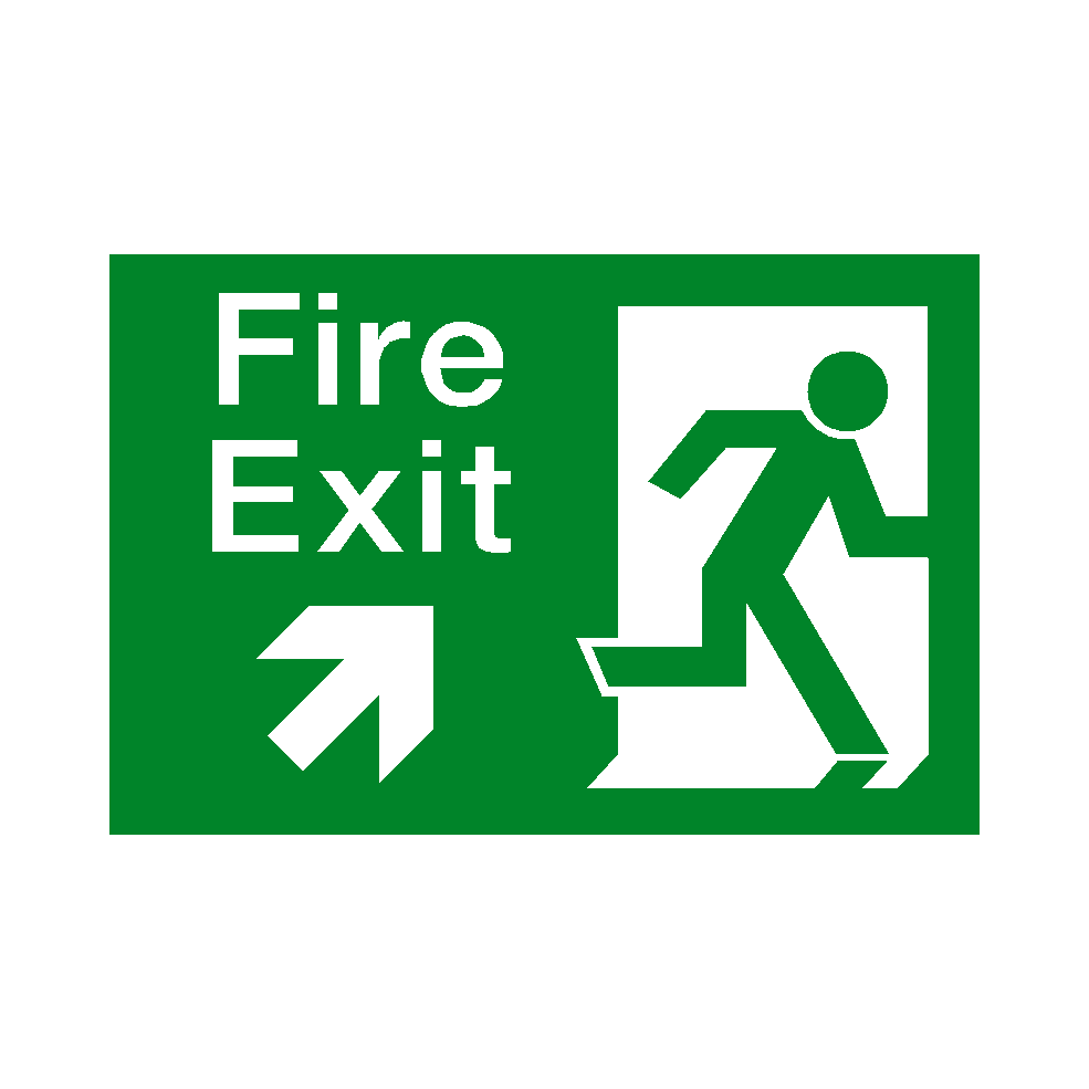 Fire Exit Arrow Up Right Sticker | Safety-Label.co.uk