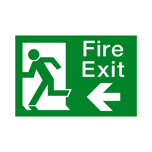 Fire Exit Arrow Left Sign | Safety-Label.co.uk