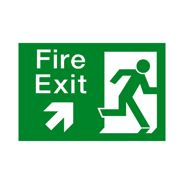 Fire Exit Arrow Up Right Sticker | Safety-Label.co.uk