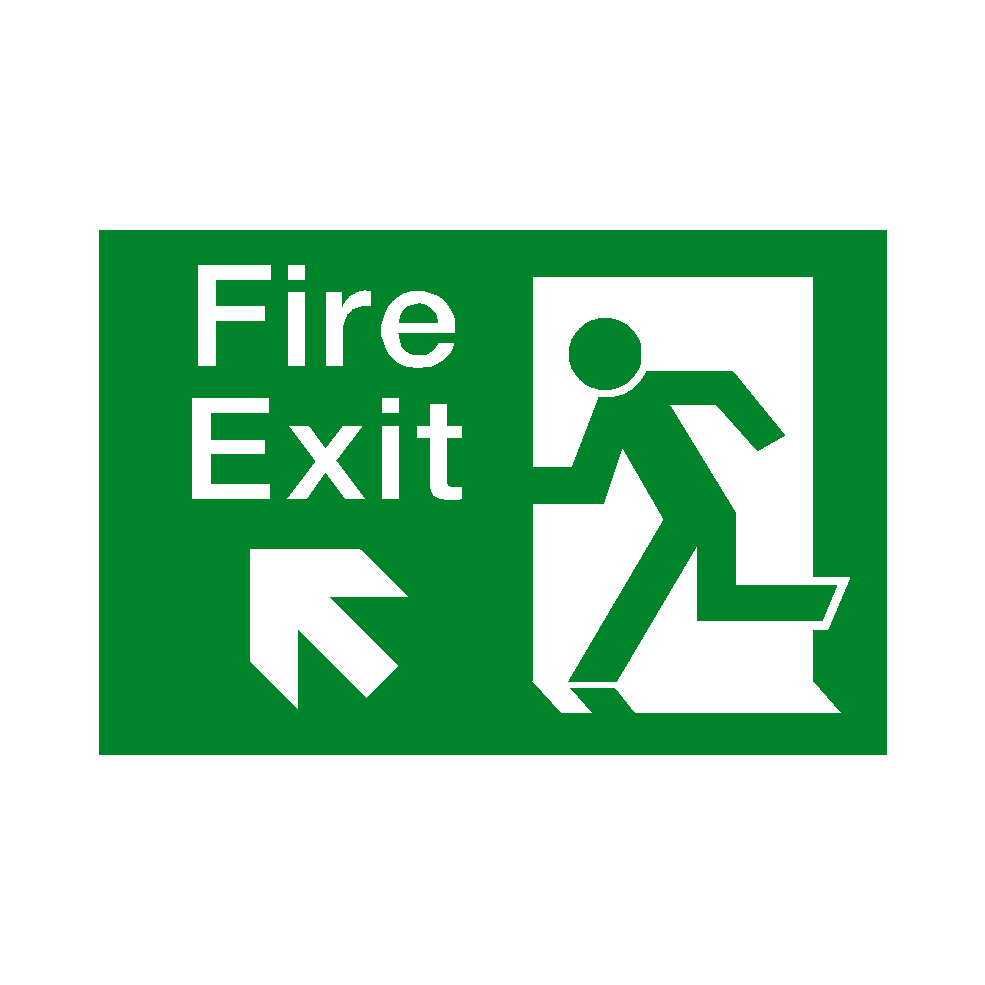 Fire Exit Arrow Up Left Sticker | Safety-Label.co.uk