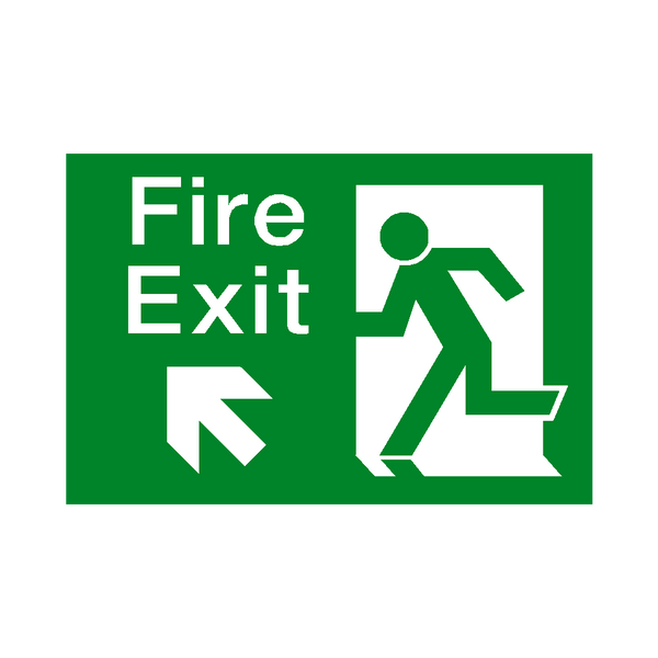 Fire Exit Arrow Up Left Sticker | Safety-Label.co.uk