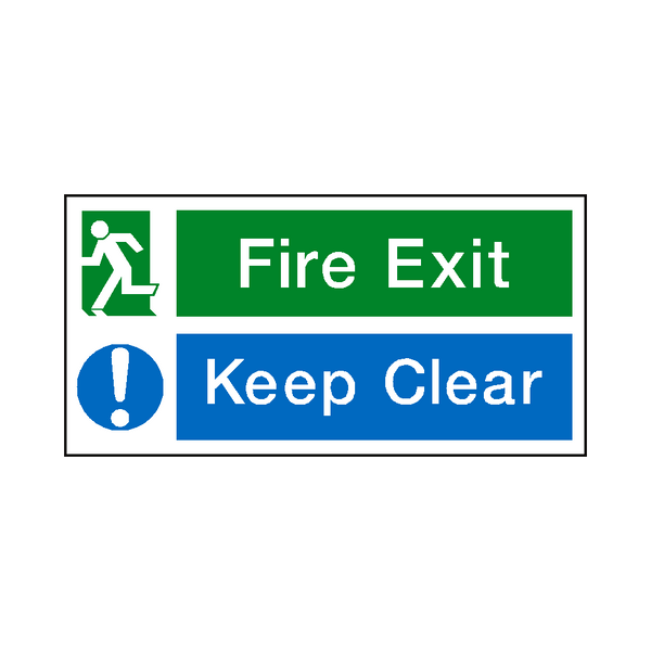 Fire Exit Keep Clear Sign | Safety-Label.co.uk