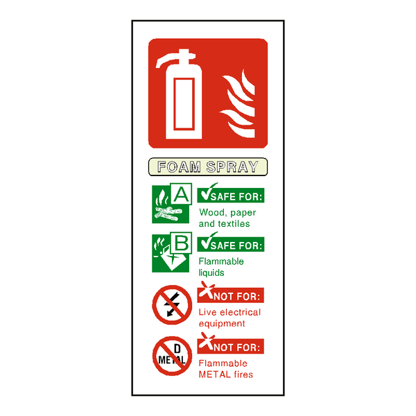 Foam Spray Fire Extinguisher Sign | Safety-Label.co.uk