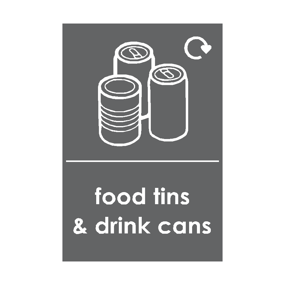 Food Tins and Drink Cans Waste Recycling Sticker | Safety-Label.co.uk