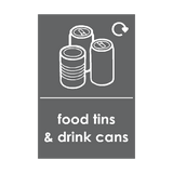 Food Tins and Drink Cans Waste Recycling Sticker | Safety-Label.co.uk