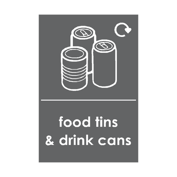 Food Tins and Drink Cans Waste Recycling Sticker | Safety-Label.co.uk