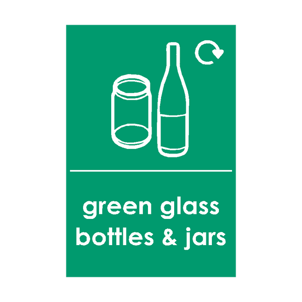 Green Glass Waste Sticker SafetyLabel.co.uk