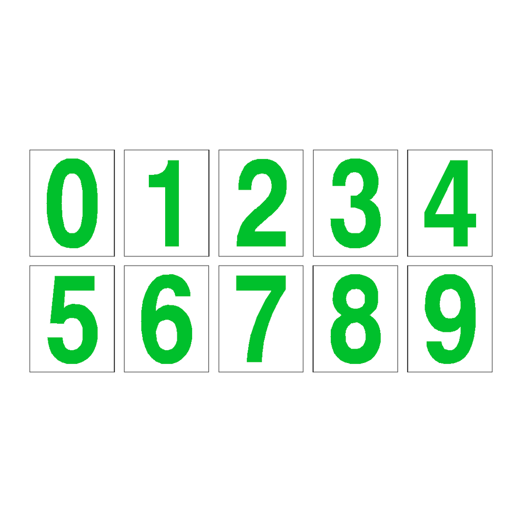 Number Sticker Pack 0 to 9 Green | Safety-Label.co.uk