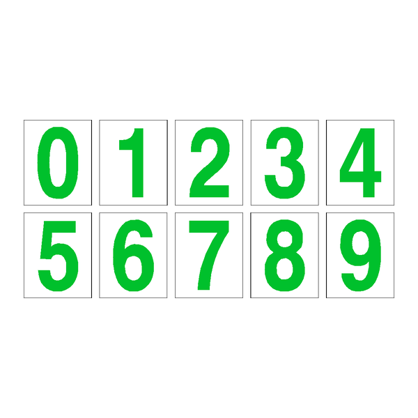 Number Sticker Pack 0 to 9 Green | Safety-Label.co.uk