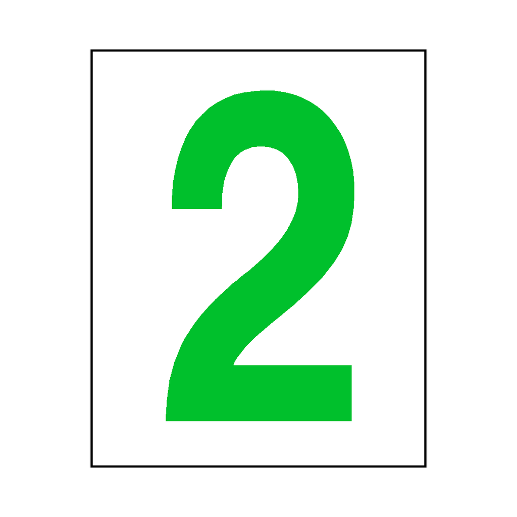 Standard Number Code Sticker Green Number 2 Sticker Green | Safety-Label.co.uk