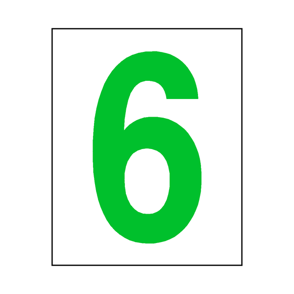 Number 6 Sticker Green | Safety-Label.co.uk
