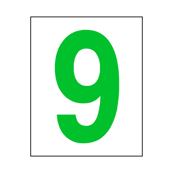 Number 9 Sticker Green | Safety-Label.co.uk