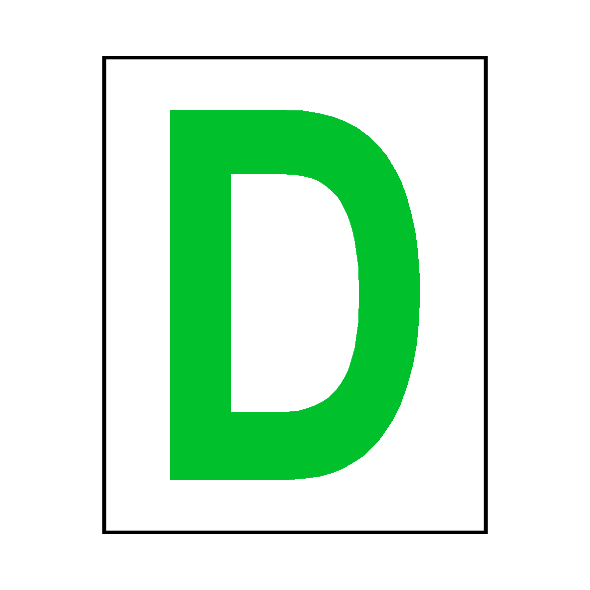 Letter D Sticker Green | Safety-Label.co.uk