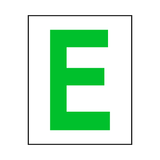 Letter E Sticker Green | Safety-Label.co.uk