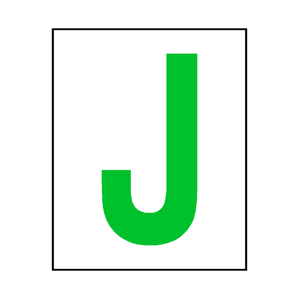 Letter J Sticker Green