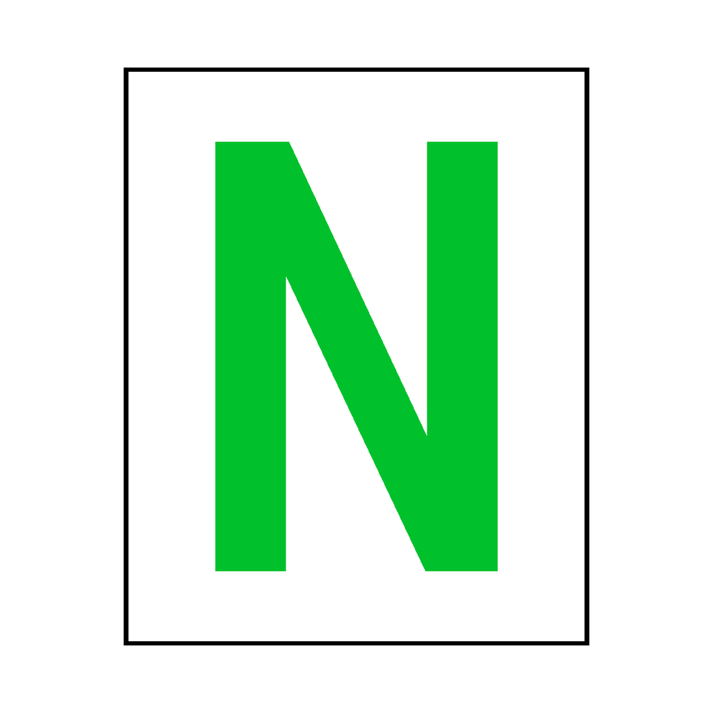 Letter N Sticker Green | Safety-Label.co.uk