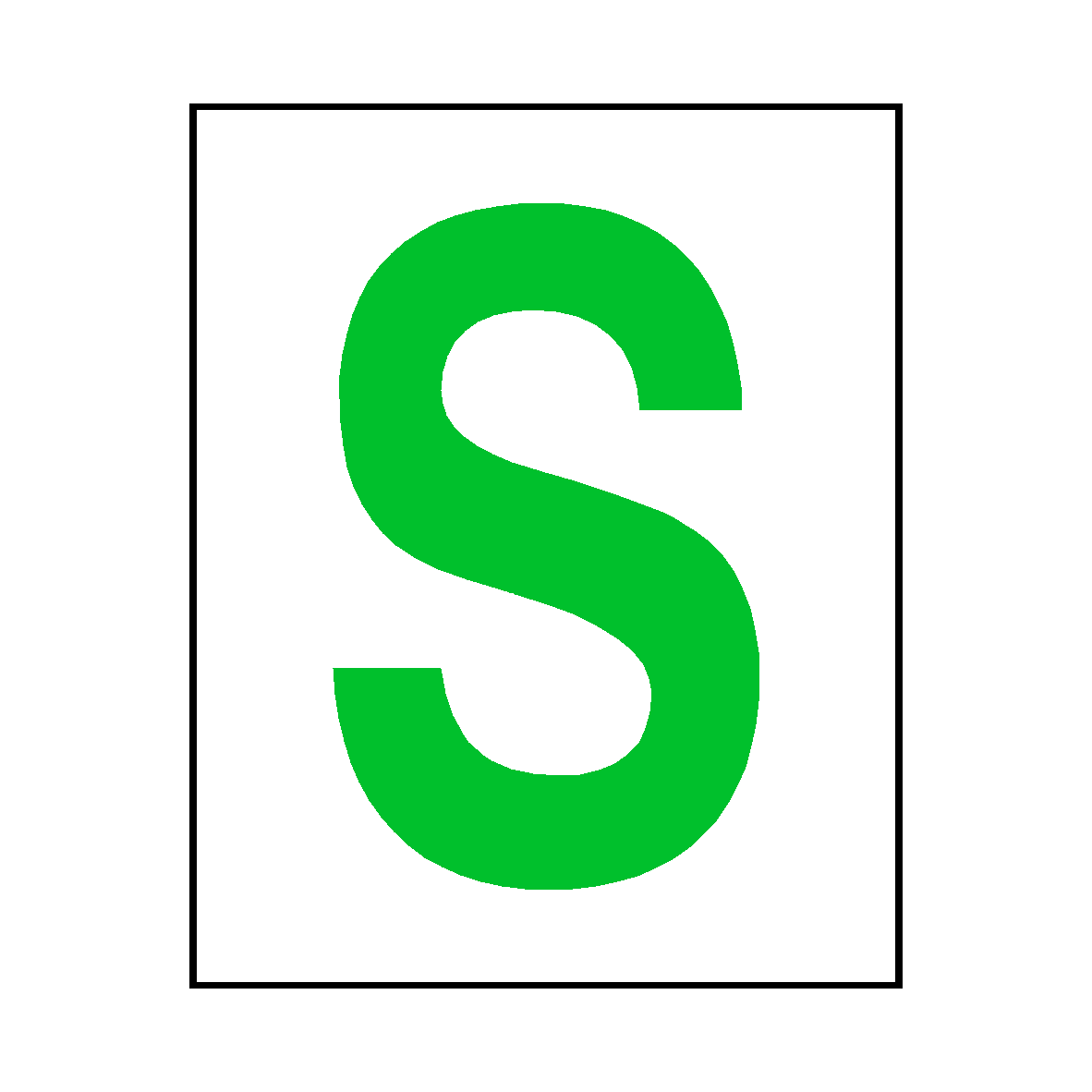 Letter S Sticker Green | Safety-Label.co.uk
