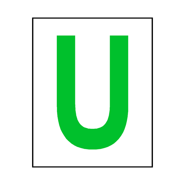 Letter U Sticker Green | Safety-Label.co.uk