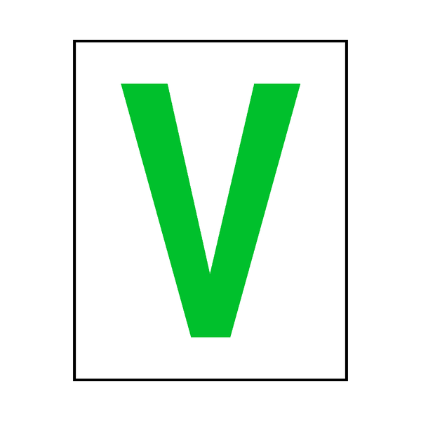 Letter V Sticker Green | Safety-Label.co.uk