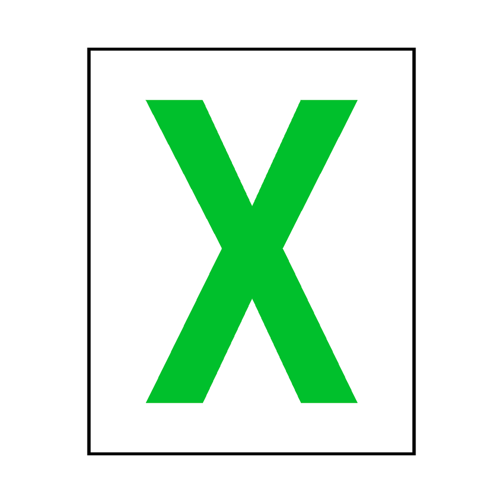 Letter X Sticker Green | Safety-Label.co.uk