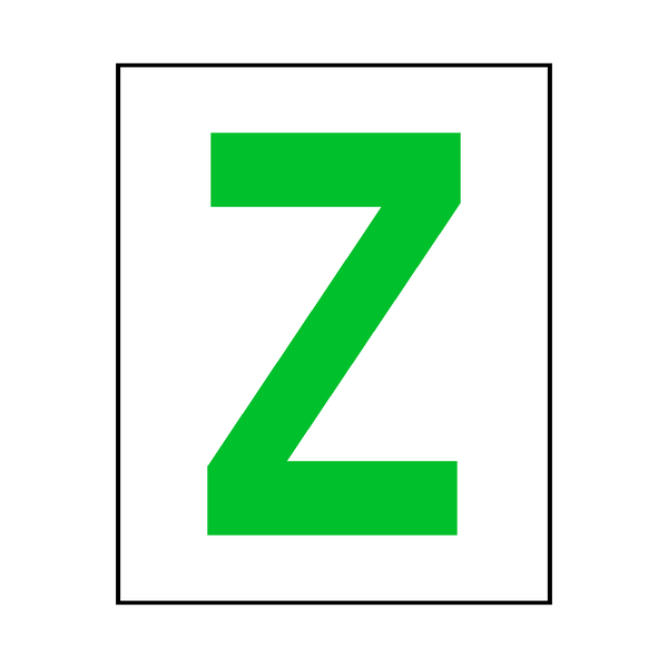 Letter Z Sticker Green | Safety-Label.co.uk