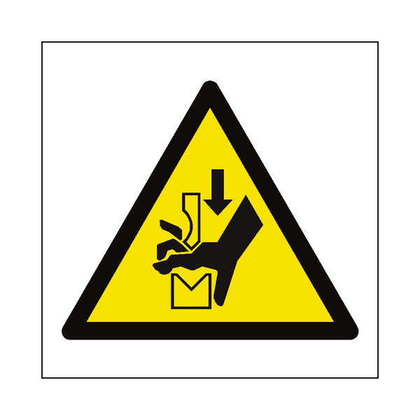 Hand Crush in Press Hazard Symbol Sign | Safety-Label.co.uk