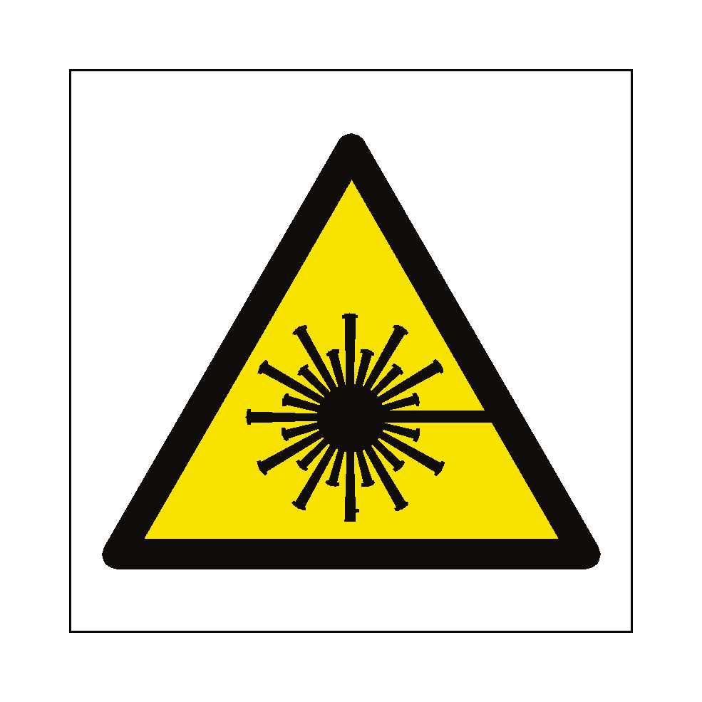 Laser Beam Hazard Symbol Label Self Adhesive Sticker / 25mm x 25mm / 1" x 1"