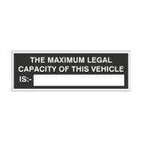 Maximum Legal Capacity Of This Vehicle Sticker | Safety-Label.co.uk