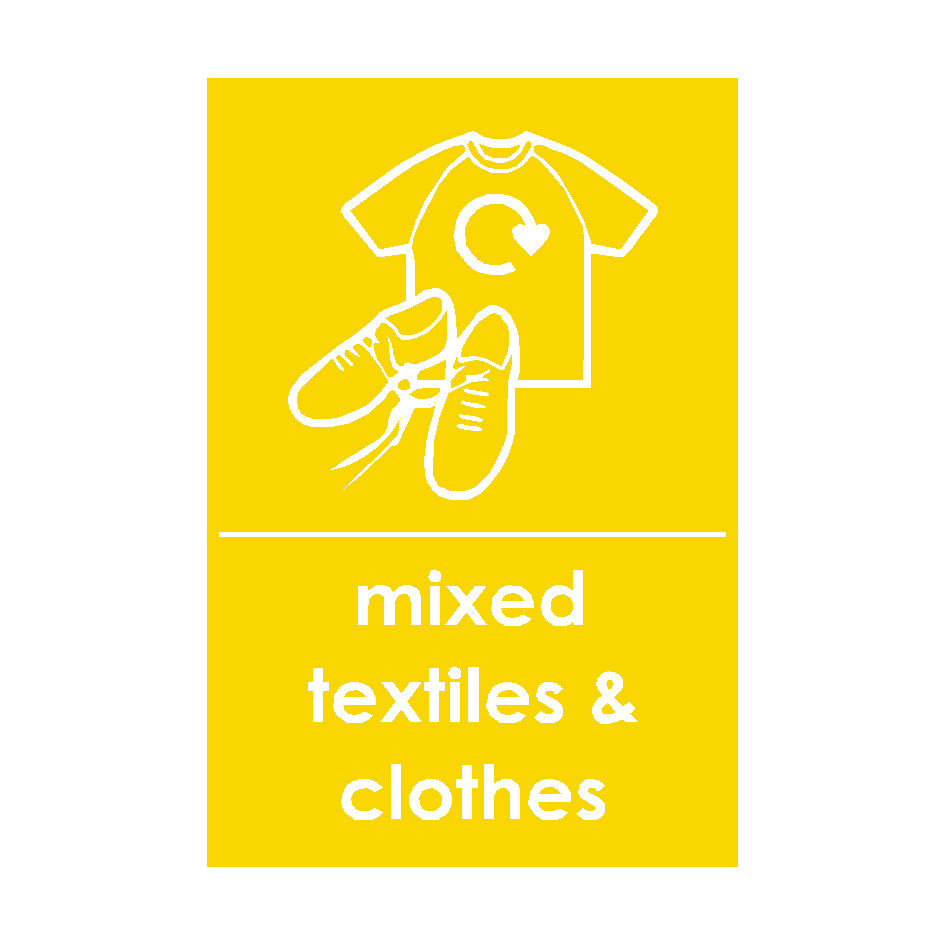 Mixed Textiles and Clothes Waste Recycling Signs | Safety-Label.co.uk