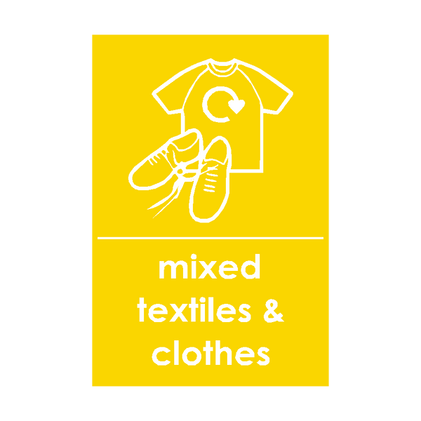 Mixed Textiles and Clothes Waste Recycling Signs | Safety-Label.co.uk
