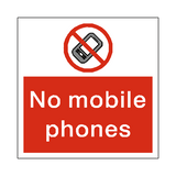 No Mobile Phones Square Sticker | Safety-Label.co.uk