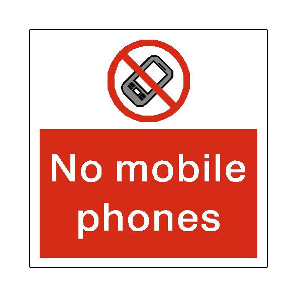 No Mobile Phones Square Sticker | Safety-Label.co.uk