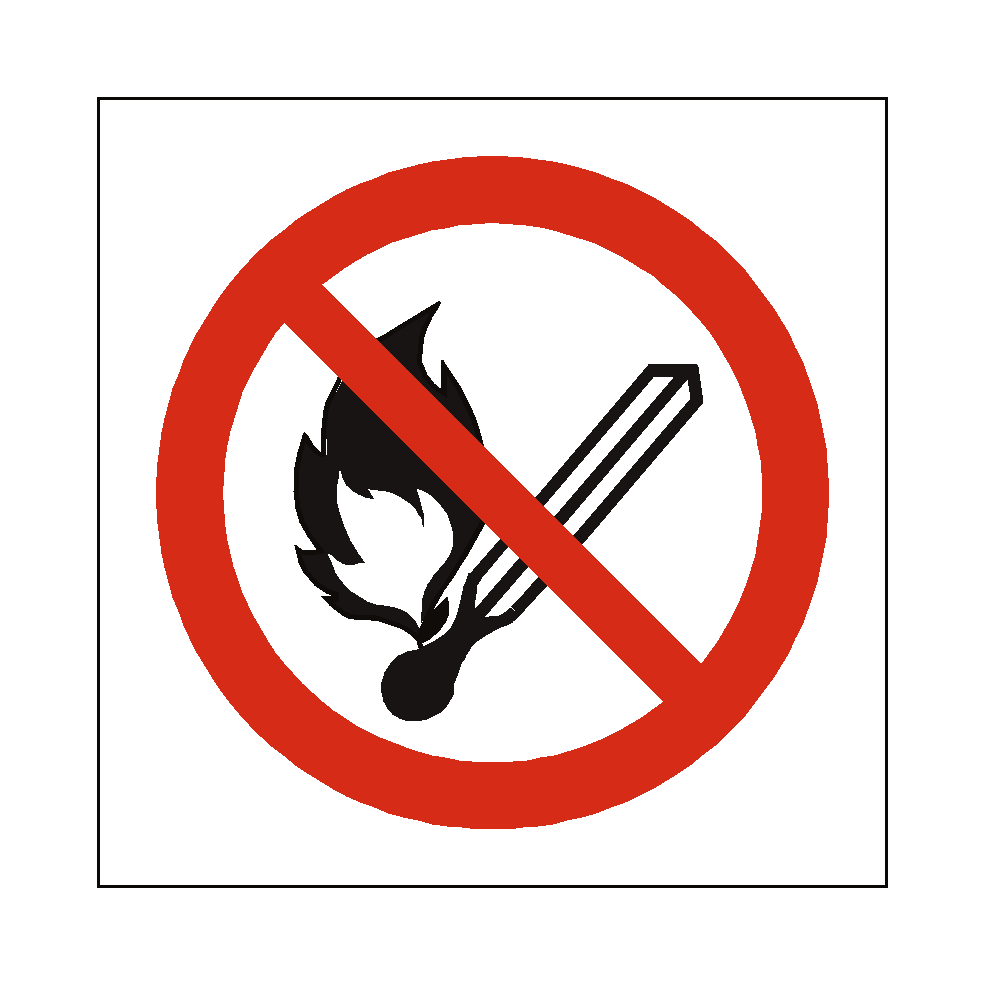 No Open Flame Symbol Label | Safety-Label.co.uk