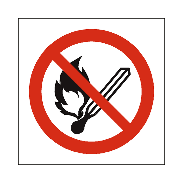 No Open Flame Symbol Label | Safety-Label.co.uk