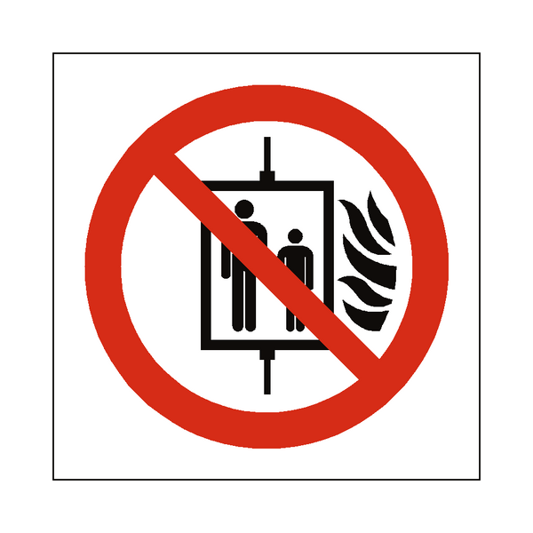 No Use Of Lift In Event Of Fire Symbol Sign | Safety-Label.co.uk