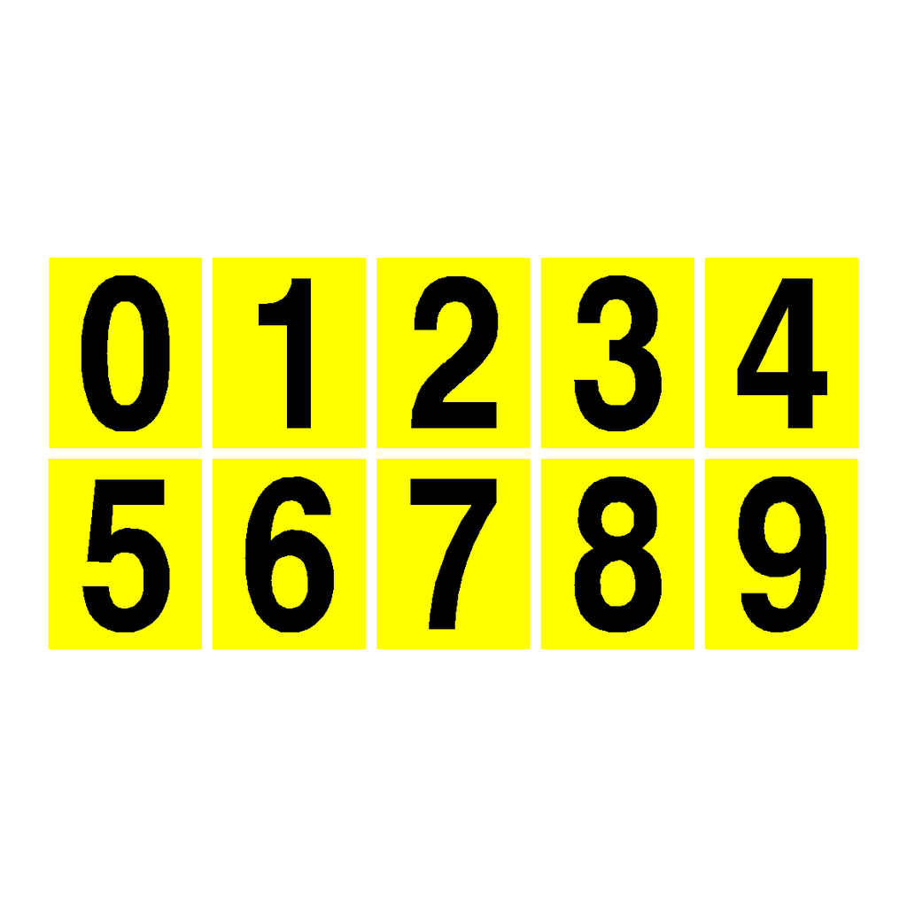Number Sticker Invidual Yellow Number Sticker Pack 0 to 9