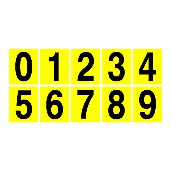 Yellow Number Sticker Pack 0 to 9 | Safety-Label.co.uk