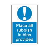 Rubbish In Bin Sticker | Safety-Label.co.uk