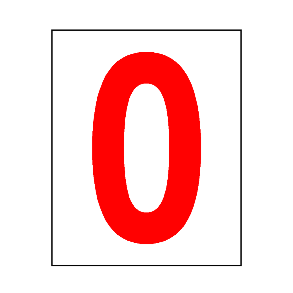 Number 0 Sticker Red | Safety-Label.co.uk