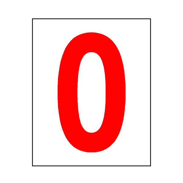 Number 0 Sticker Red | Safety-Label.co.uk