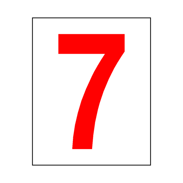 Number 7 Sticker Red | Safety-Label.co.uk