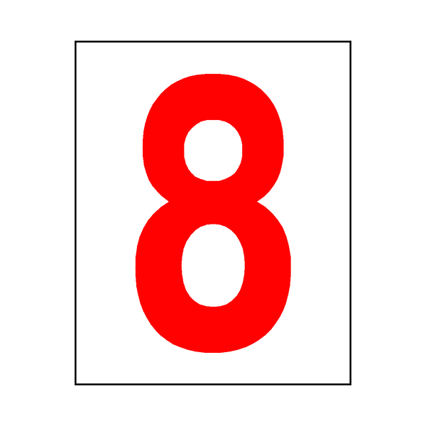 Number 8 Sticker Red | Safety-Label.co.uk