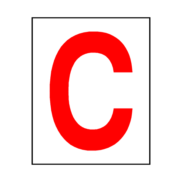 Letter C Sticker Red | Safety-Label.co.uk