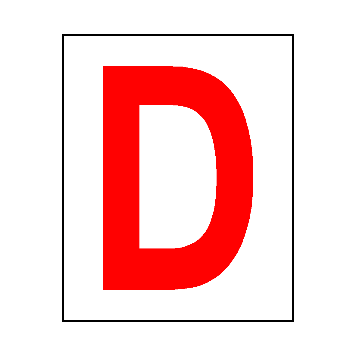Letter D Sticker Red | Safety-Label.co.uk