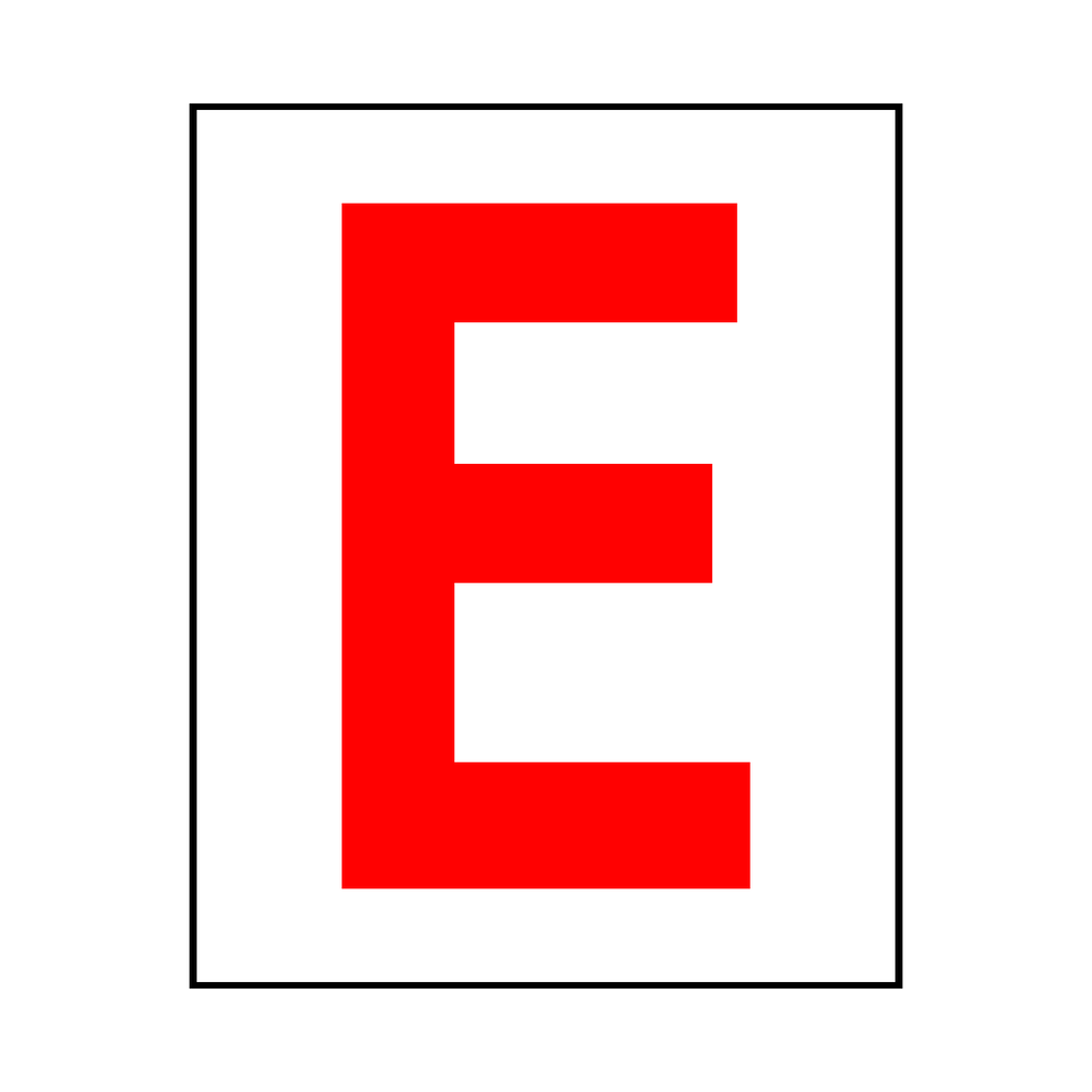 Letter E Sticker Red | Safety-Label.co.uk
