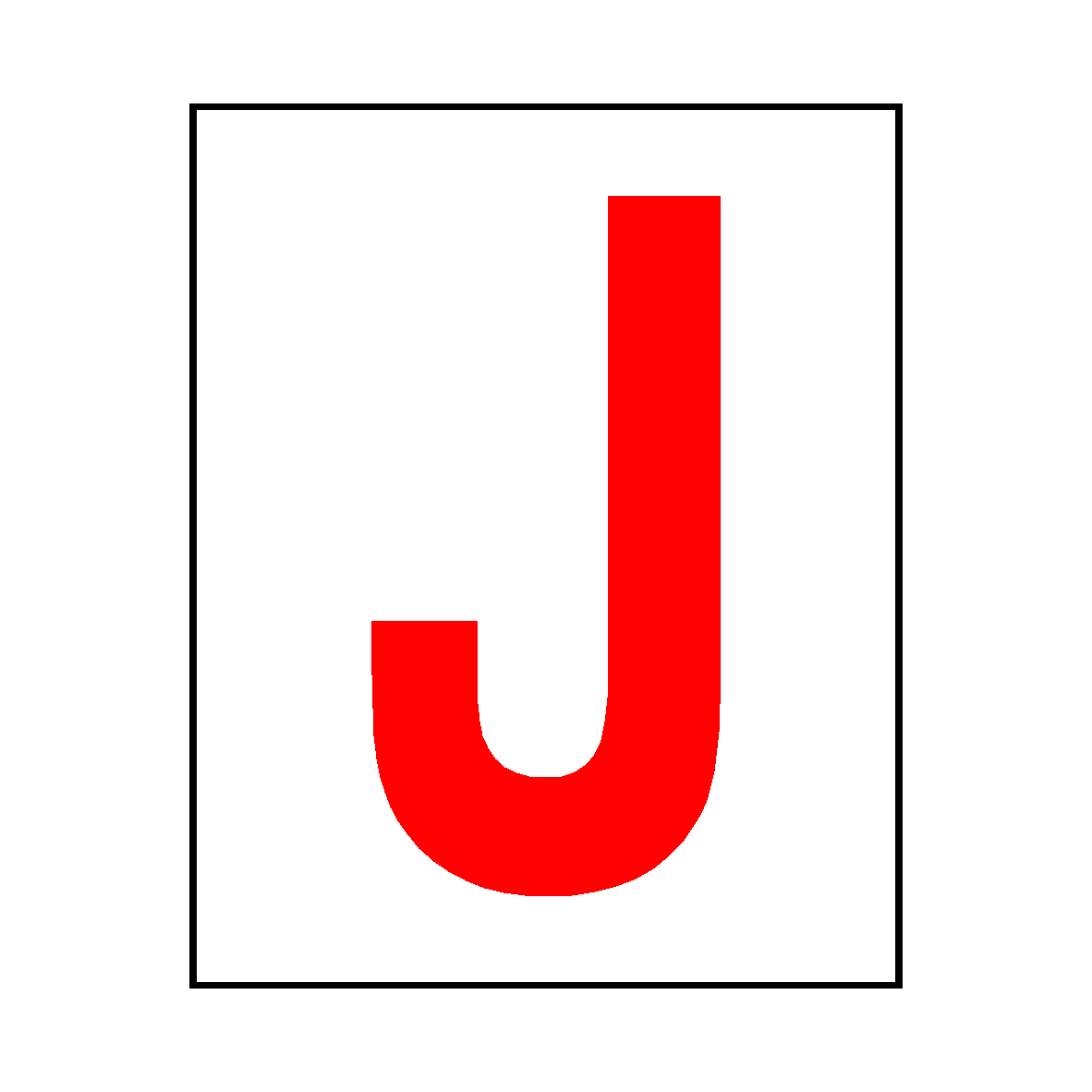 Letter J Sticker Red | Safety-Label.co.uk