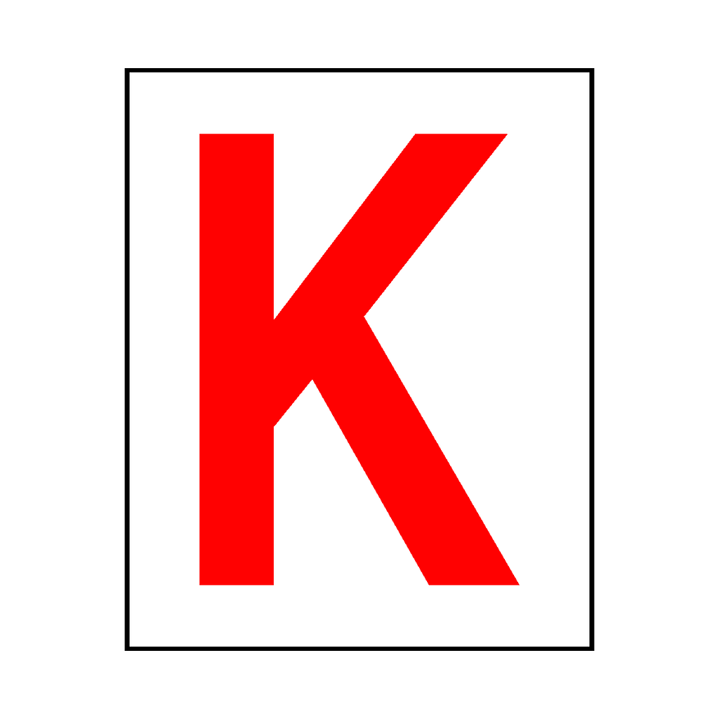 Letter K Sticker Red | Safety-Label.co.uk