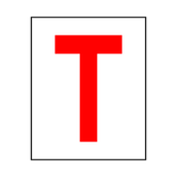 Letter T Sticker Red | Safety-Label.co.uk